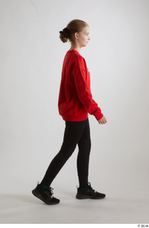 Selin  1 black leggings black sneakers dressed red hoodie…